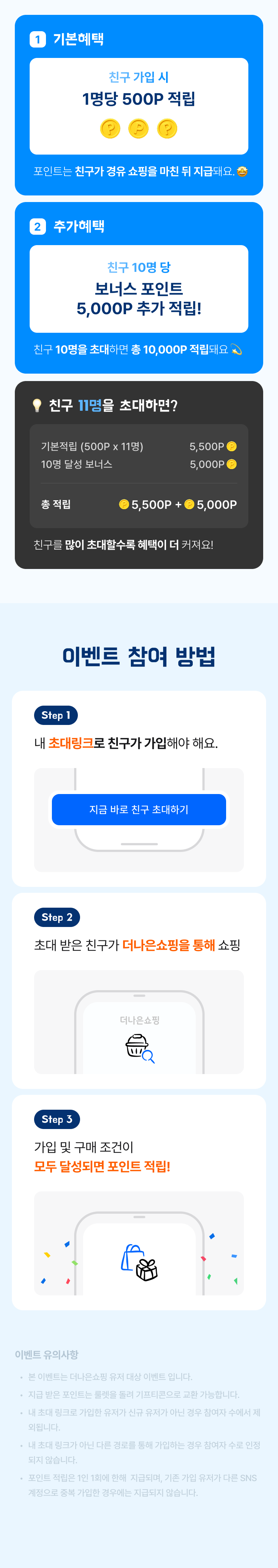 친구만 초대해도 포인트가 쏟아져요!